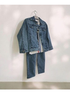 Erkek Çocuk Jean Ceketli Pantolonlu 3lü Takım
