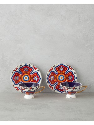 English Home Willow New Bone China 4 Parça 2 Kişilik Kahve Fincan Takımı 90 ml Renkli