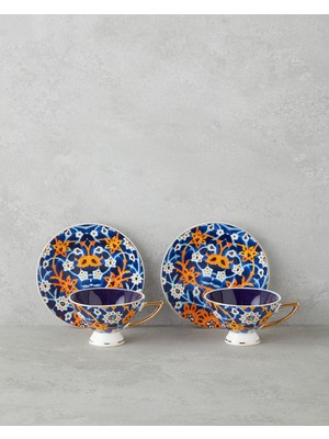 English Home Dahlia New Bone China 4 Parça 2 Kişilik Kahve Fincan Takımı 90 ml Renkli