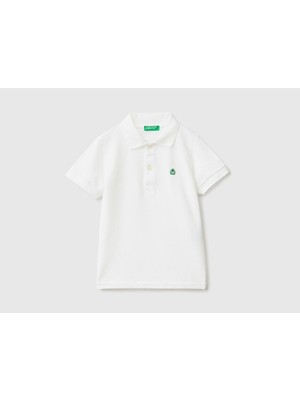 Erkek Çocuk Beyaz Logolu Polo T-Shirt Beyaz