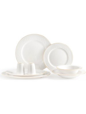 Odette 6 Kişilik 28 Parça Yemek Takımı - Beyaz/gold