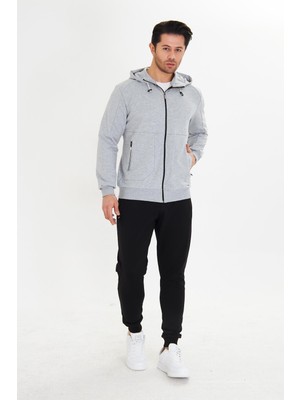 Marco Ferry Pamuklu Kapüşonlu Erkek Eşofman Takımı Gri 5746-G