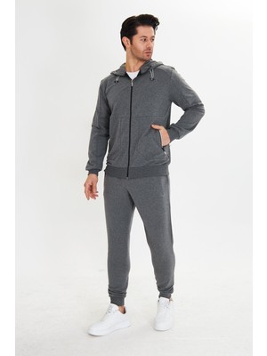 Marco Ferry Pamuklu Kapüşonlu Erkek Eşofman Takımı Antrasit 5746-A