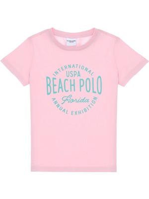 U.S. Polo Assn. Erkek Çocuk Açık Pembe Bisiklet Yaka Tişört 50307129-VR078
