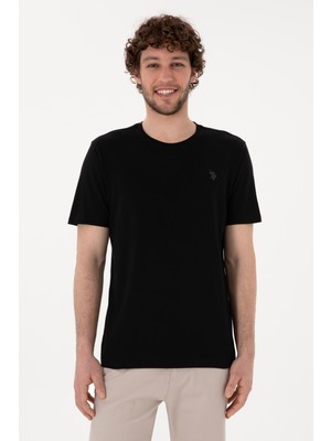 U.S. Polo Assn. Erkek Regular Fit Bisiklet Yaka Siyah Basic Tişört 50298035-VR046