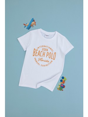 U.S. Polo Assn. Erkek Çocuk Beyaz Bisiklet Yaka Tişört 50307129-VR013