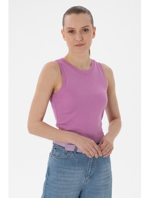 U.S. Polo Assn. Kadın Pembe Kolsuz Bisiklet Yaka Basic Tişört 50300904-VR023