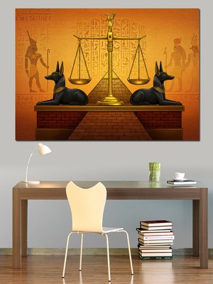 Mısır Adaleti Terazisi Dekoratif Kanvas - Mdf Ahşap Tablo