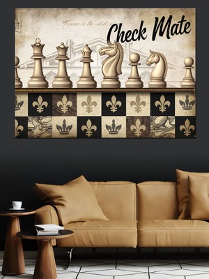 Satranç Şah Mat Dekoratif Kanvas - Mdf Ahşap Tablo