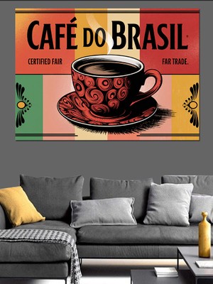 Brezilya Kahve Posteri Dekoratif Kanvas - Mdf Ahşap Tablo