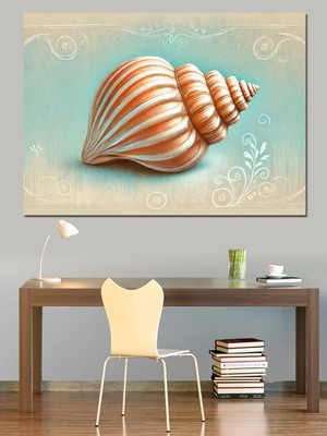 Deniz Kabuğu Motifi Dekoratif Kanvas - Mdf Ahşap Tablo