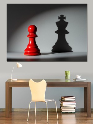 Satranç Piyonu ve Gölge Dekoratif Kanvas - Mdf Ahşap Tablo