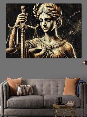 Adalet Tanrıçası Figürü Dekoratif Kanvas - Mdf Ahşap Tablo