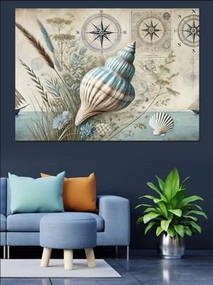 Deniz Kabuğu Deseni Dekoratif Kanvas - Mdf Ahşap Tablo