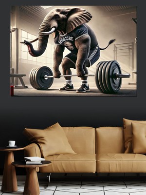 Ağırlık ve Fil Dekoratif Kanvas - Mdf Ahşap Tablo