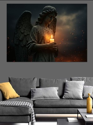 Mum Tutan Melek Dekoratif Kanvas - Mdf Ahşap Tablo