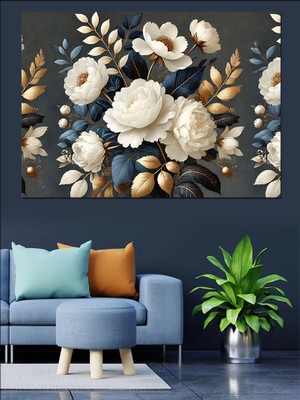 Pastel Çiçek Deseni Dekoratif Kanvas - Mdf Ahşap Tablo