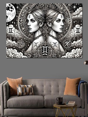 Ikizler Burcu Kadın Dekoratif Kanvas - Mdf Ahşap Tablo