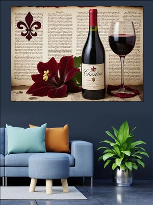 Kırmızı Şarap Sofrası Dekoratif Kanvas - Mdf Ahşap Tablo