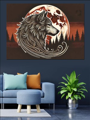 Ayışığı Kurt Uluması Dekoratif Kanvas - Mdf Ahşap Tablo