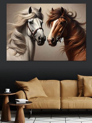 Koşan Atlar Dekoratif Kanvas - Mdf Ahşap Tablo
