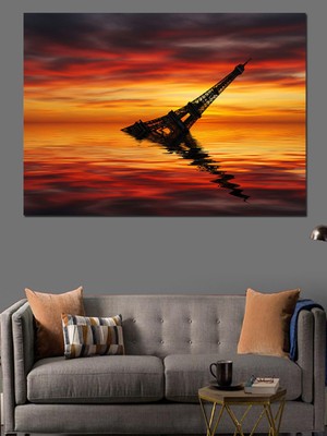 Batan Eyfel Kulesi Dekoratif Kanvas - Mdf Ahşap Tablo