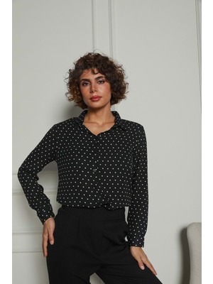 Siyah Puantiyeli Krepe Gömlek 1500047