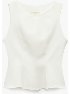 Koton Peplum Kesim Yuvarlak Yaka Kolsuz Bluz