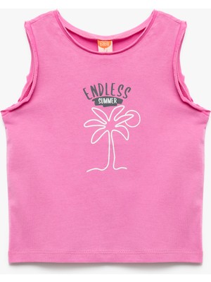 Koton Pamuklu Kolsuz Baskılı Bisiklet Yaka Atlet