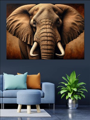 Güçlü Fil Portresi Dekoratif Kanvas - Mdf Ahşap Tablo