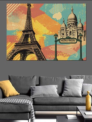 Eyfel Kulesi ve Paris Teması Dekoratif Kanvas - Mdf Ahşap Tablo
