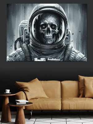 Uzay Yolcusu Kafatası Dekoratif Kanvas - Mdf Ahşap Tablo