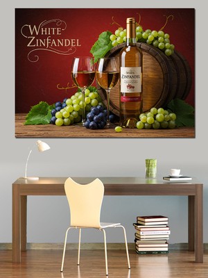 Beyaz Şarap Sofrası Dekoratif Kanvas - Mdf Ahşap Tablo