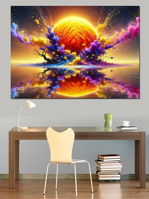 Renkli Patlama Manzarası Dekoratif Kanvas - Mdf Ahşap Tablo