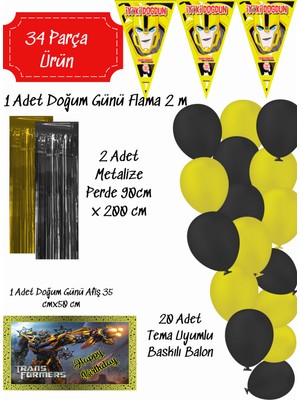 snowparty Transformers Bumblebee Doğum Günü Süsleri Parti Seti