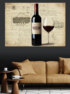 Şarap Temalı Dekoratif Kanvas - Mdf Ahşap Tablo