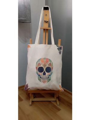 Skull Unique Art, Kurukafa Tasarım Tote Bag Bez Çanta