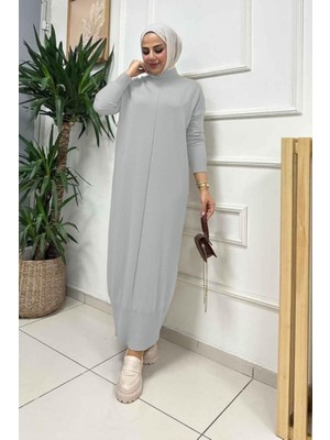 Yaka Detaylı Vanezya Triko Elbise