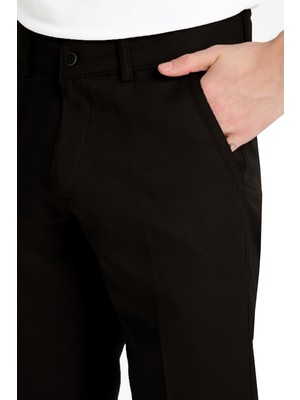 Varetta Erkek Siyah Düz Pamuklu Cepli Yazlık Keten Pantolon