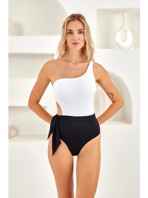 Lapieno Özel Tasarım Tek Omuz Parçalı Mayo 254140