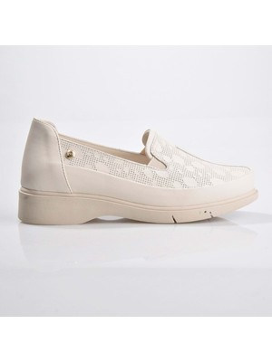Mammamia D25YA-3630-B Kadın Deri Casual Ayakkabı Krem