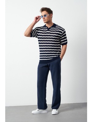 Çizgili Regular Fit Ince Triko Erkek T-Shirt