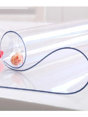 Bayramoğlu - 1.4mm. 35cm. çaplı, şeffaf Pvc Masa Örtüsü 2 adet. Yaza özel, 50x30 pvc dantel görünümlü 2 adet runner hediye.