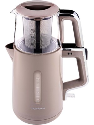 Bambum Cam Demlikli Çay Makinesi Bej B6048 0,8 L Kapasite ile Hızlı Demleme ve Enerji Tasarrufu