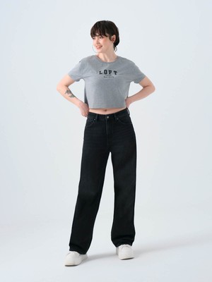 Loft Long Crop Gri Kadın T-Shirt LF2038988