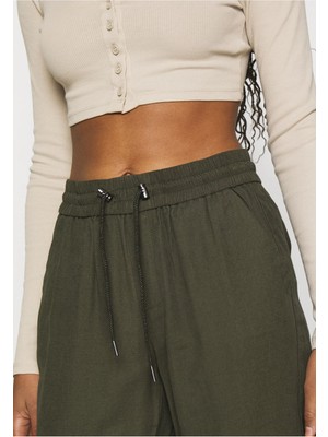 Only Kadın Kelda Emery Rahat Lastikli Haki Kanvas Pantolon - 15203946
