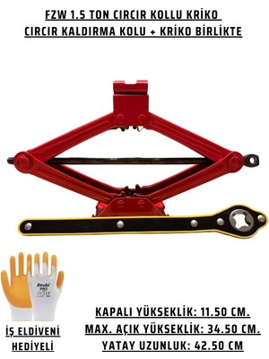 Oto Akordiyon Araç Kaldırma Krikosu Cırcır Kollu (Eldiven Hediyeli)