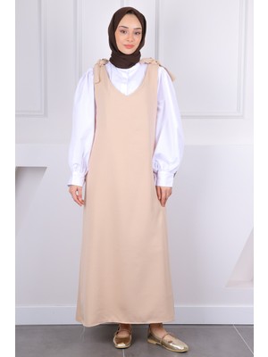 İmaj Butik Bej Dokuma Omzu Bağlamalı Jile Kadın Şıklığı İçin Rahat Tasarım