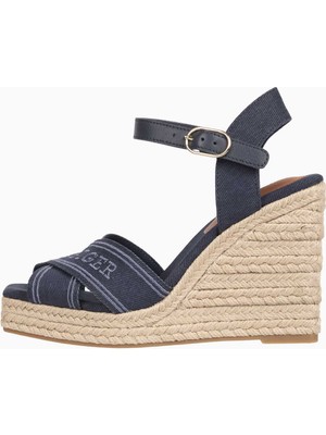 Tommy Hilfiger Wedge Espadrilles Uzay Mavisi Kadın Terlik Dolgu Topuklu Günlük Şıklık İçin