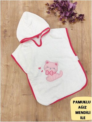 Tomuycuk Bebek Bornoz Pareo Başlıklı  Pamuklu Bebek Havlu  Yumuşacık Su Emici Nakışlı 1-3 Yaş